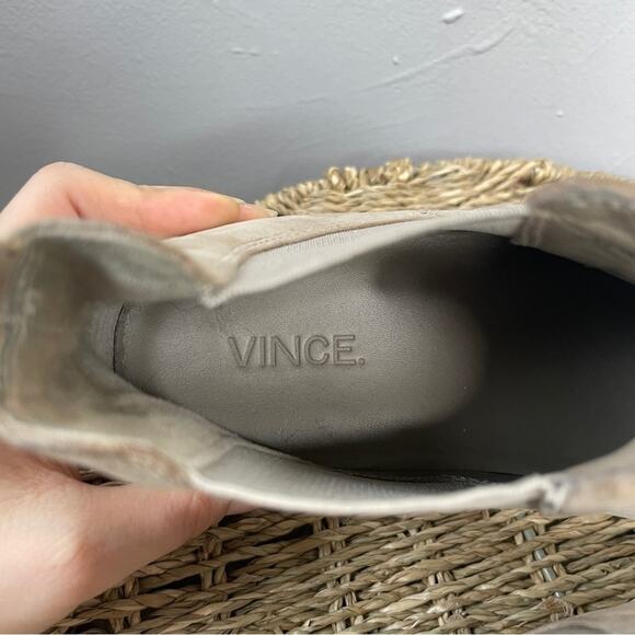 VINCE Suede Leather High Top Sneakers Womens Size 6.5 Scandi Beigecore Normcore - Picture 7 of 10